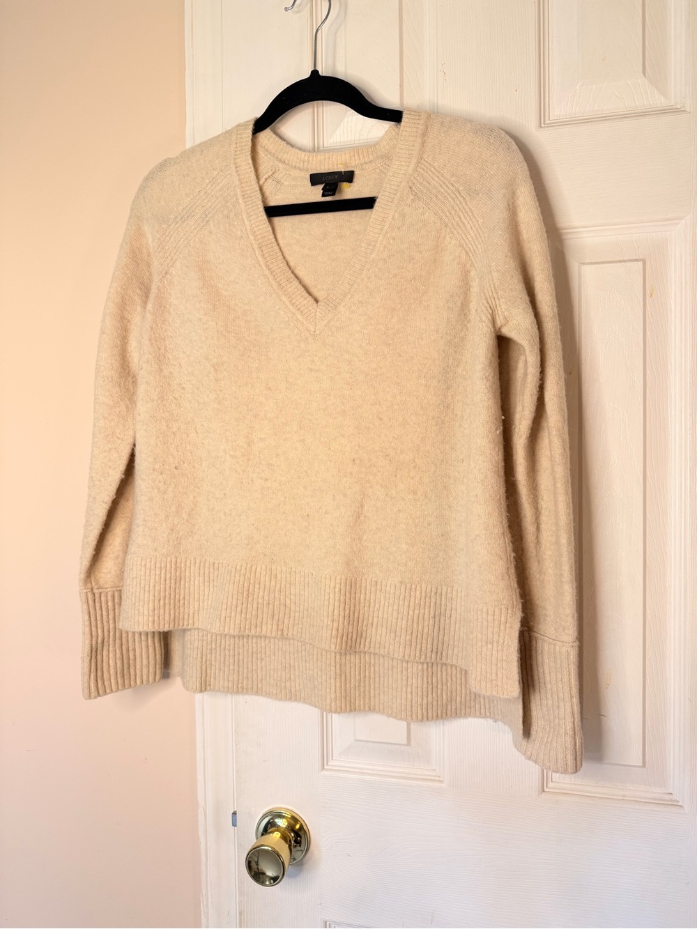 J. Crew Wool Blend Cream V-Neck Sweater